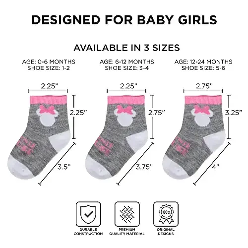 ABG Accessories Girls & Boys Minnie, Mickey Mouse, Baby Shark, Justice League 10-Pack Infant Sock 0-24 Months - 5