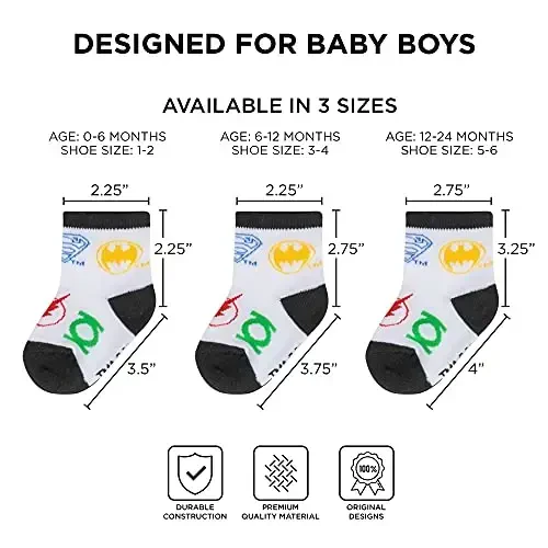 ABG Accessories Girls & Boys Minnie, Mickey Mouse, Baby Shark, Justice League 10-Pack Infant Sock 0-24 Months - 5