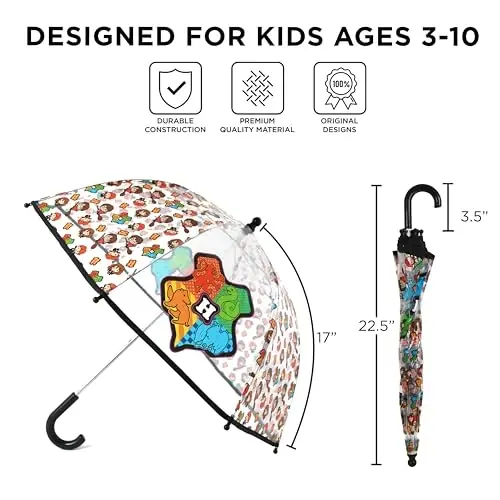 ABG Accessories Kids Umbrella for Boys and Girls Dome clear bubble umbrellas for Rain Windproof & Transparent with Easy Grip Handle Ages 3-10 - 4