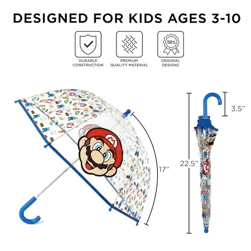 ABG Accessories Kids Umbrella for Boys and Girls Dome clear bubble umbrellas for Rain Windproof & Transparent with Easy Grip Handle Ages 3-10 - 4