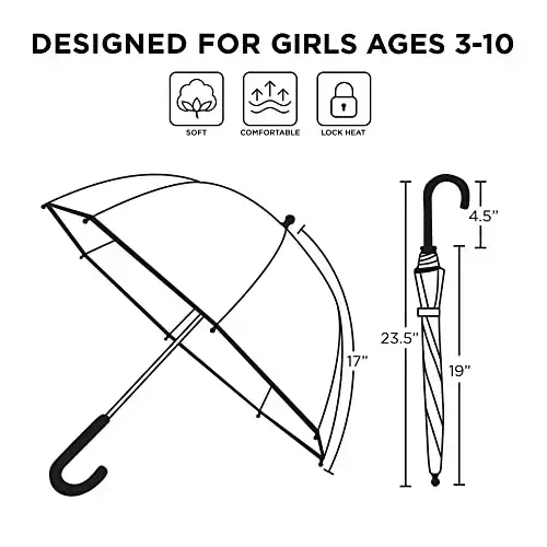 ABG Accessories, Minnie Mouse, Frozen, Encanto and Paw Patrol Kids Clear Umbrella for Girls Rain Wear Ages 3-10 - 5