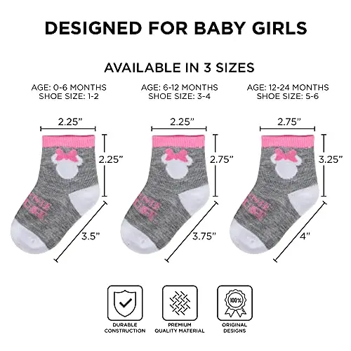 ABG Accessories Girls & Boys Minnie, Mickey Mouse, Baby Shark, Justice League 10-Pack Infant Sock 0-24 Months - 5