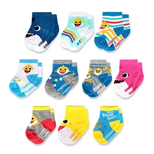ABG Accessories Girls & Boys Minnie, Mickey Mouse, Baby Shark, Justice League 10-Pack Infant Sock 0-24 Months 