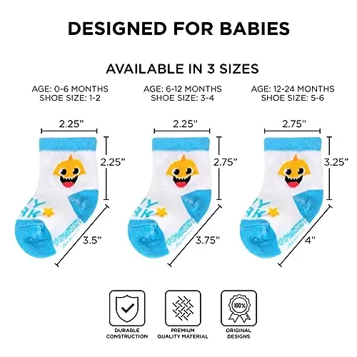 ABG Accessories Girls & Boys Minnie, Mickey Mouse, Baby Shark, Justice League 10-Pack Infant Sock 0-24 Months - 5