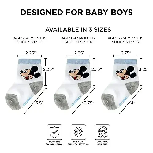 ABG Accessories Girls & Boys Minnie, Mickey Mouse, Baby Shark, Justice League 10-Pack Infant Sock 0-24 Months - 5