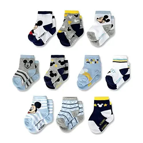 ABG Accessories Girls & Boys Minnie, Mickey Mouse, Baby Shark, Justice League 10-Pack Infant Sock 0-24 Months 