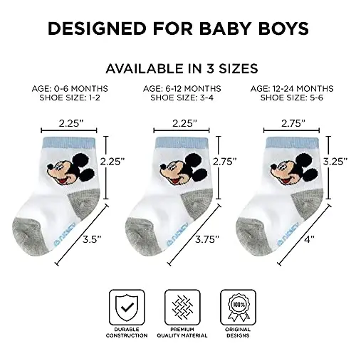 ABG Accessories Girls & Boys Minnie, Mickey Mouse, Baby Shark, Justice League 10-Pack Infant Sock 0-24 Months - 5