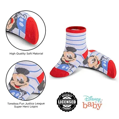 ABG Accessories Girls & Boys Minnie, Mickey Mouse, Baby Shark, Justice League 10-Pack Infant Sock 0-24 Months - 4