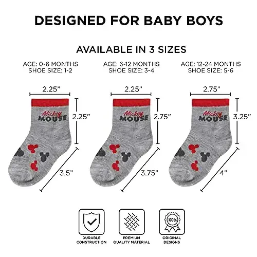 ABG Accessories Girls & Boys Minnie, Mickey Mouse, Baby Shark, Justice League 10-Pack Infant Sock 0-24 Months - 5