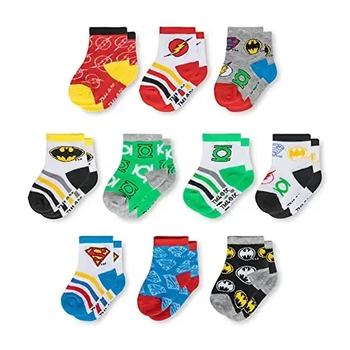 ABG Accessories Girls & Boys Minnie, Mickey Mouse, Baby Shark, Justice League 10-Pack Infant Sock 0-24 Months - DISNEY