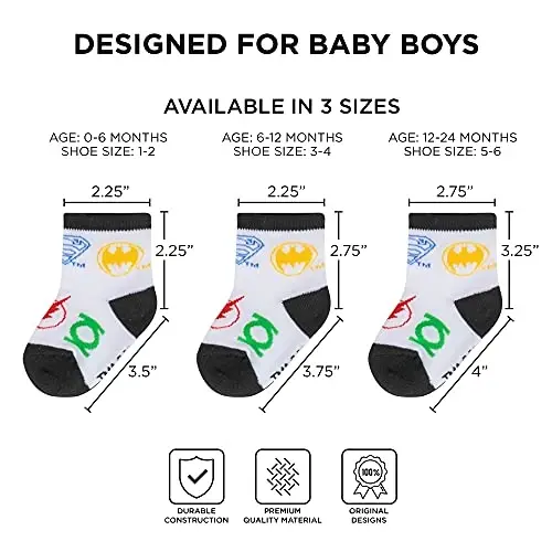 ABG Accessories Baby Girls & Boys Superman, Batman 10-pack Infant Sock 0-24 Months - 5