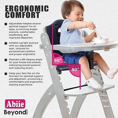 Abiie Beyond Junior Wooden High Chair with Tray - Convertible Baby Highchair - Adjustable High Chair for Babies/Toddlers/6 Months up to 250 Lbs - Stain & Water Resistant Natural Wood/Olive Cushion - 41