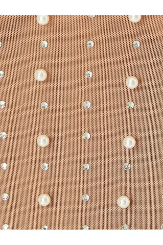 Abiye Bluz Taşlı İnci Detaylı Uzun Kollu Bisiklet Yaka Slim Fit - 6