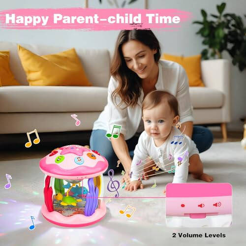 Aboosam Baby Girl Toys 6-12 Months: Babies Ocean Rotating Light Up Musical Toys 12-18 Months Crawling Learning Infant Toys for Toddlers 1 2 3 Years Old Baby Girl Gifts (Pink) - 5