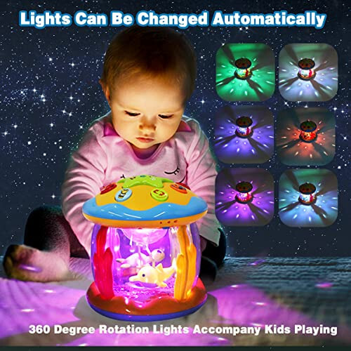 Aboosam Baby Toys 6 to 12 Months - Musical Learning Infant Toys 12-18 Months - Babies Ocean Rotating Light Up Toys for Toddlers 1 2 3+ Years Old Boys Girls Baby Gifts - 6