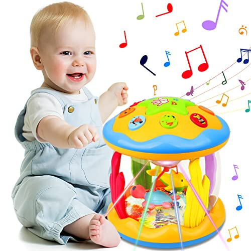 Aboosam Baby Toys 6 to 12 Months - Musical Learning Infant Toys 12-18 Months - Babies Ocean Rotating Light Up Toys for Toddlers 1 2 3+ Years Old Boys Girls Baby Gifts - 1