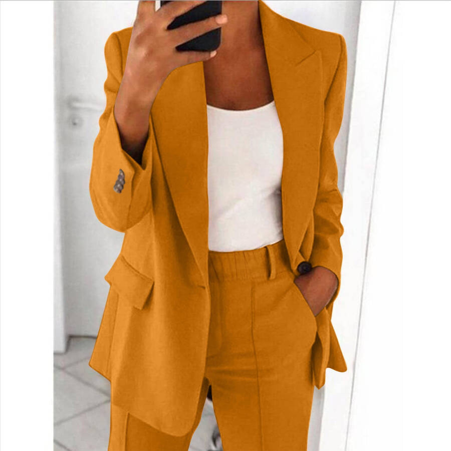 Aboser Two Piece Blazer Outfits for Women, Business Casual Work Sets, Open Front Pants Set, Long Sleeve Blazer Suit Jackets with Pants - 6