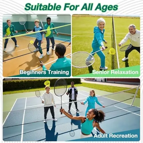 AboveGenius Badminton Rackets Set, 6/12 Racquets, 6/12 Birdies | Lightweight & Durable Badminton Set for Outdoor Backyard & School Games for Adults, Teens, Families and Beginners - 6