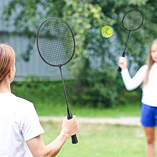 AboveGenius Badminton Rackets Set of 4 for Outdoor Backyard Games, Including 4 Rackets, 6 Nylon Badminton Shuttlecocks, Lightweight Badminton Racquets for Beginners - 3