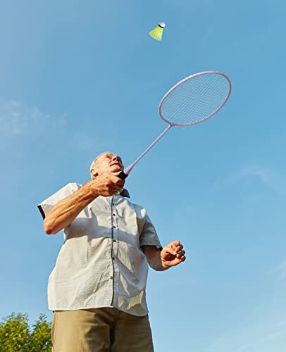 AboveGenius Badminton Rackets Set of 6 for Outdoor Backyard Games, Including 6 Rackets, 6 Nylon Badminton Shuttlecocks, Lightweight Badminton Racquets for Beginners - 6