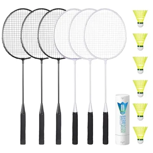 AboveGenius Badminton Raketlari To'plami 6 dona, Tashqi Hoвли O'yinlari Uchun, 6 Raket, 6 Neylon Badminton Vollanlari, Boshlang'ich Uchun Yengil Badminton Raketlari - 1
