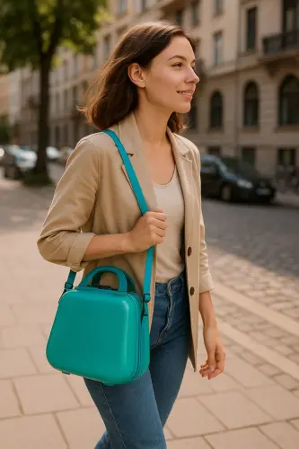 ABS Makeup Bag & Carry-on Luggage - TURQUOISE - 1