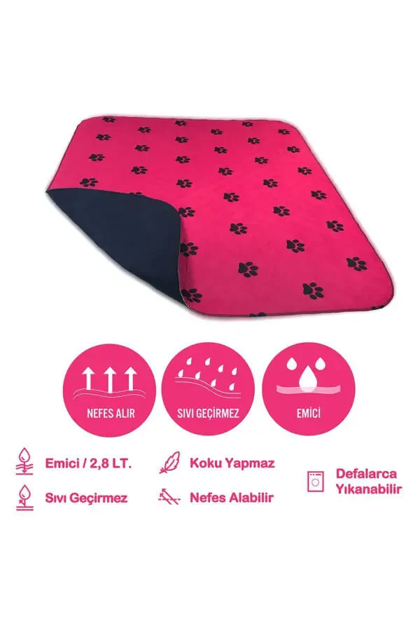 Abso 4 Katlı Yıkanabilir Emici Köpek Pedi Bordo Pati Baskılı ( 100x100 Cm.) - 2