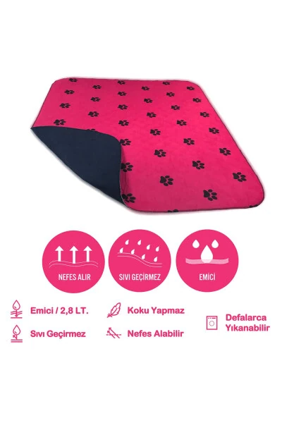 Abso 4-Layer Washable Absorbent Dog Pad Burgundy Paw Print (100x100 cm) - 7