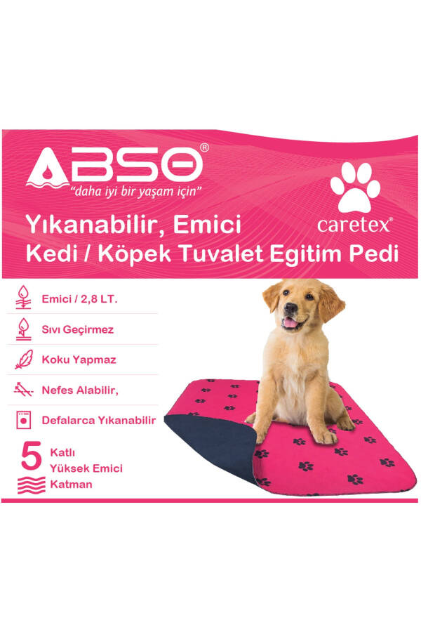 Abso 4 qavatli yuvish mumkin bo'lgan yutuvchi it pedi bordo rangli panja bosmasi bilan (100x100 sm) - 8