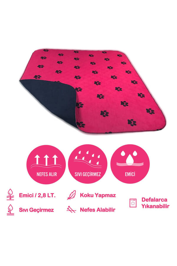 Abso 4 qavatli yuvish mumkin bo'lgan yutuvchi it pedi bordo rangli panja bosmasi bilan (100x100 sm) - 7