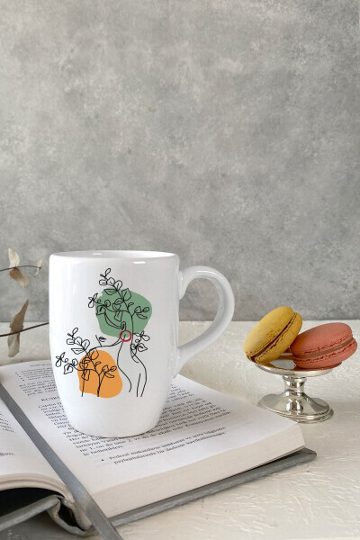 Abstrakt ayol shakli tushirilgan oq choynak - Abstract Mug No: 2 - VIVAS