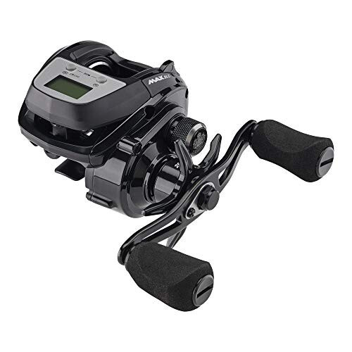 Abu Garcia Max Digital Line Counter Low Profile Baitcast Reel, Size LP (1498727), Carbon Fiber Star Drag, Max of 20lb | 9.0kg, Durable, Lightweight and Strong, Black - 1