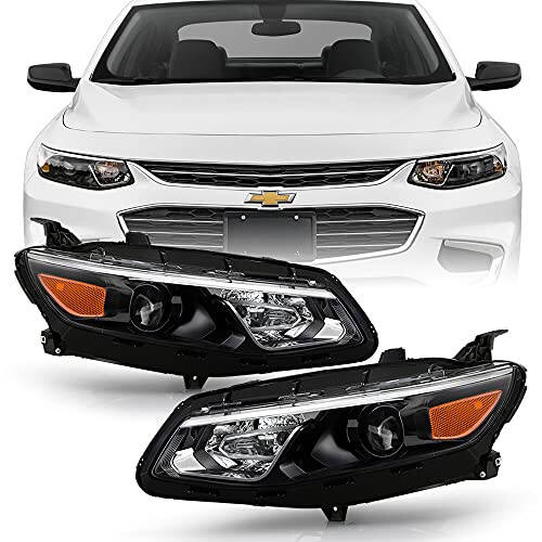 ACANII - For [Halogen Model] 2016 2017 2018 Chevy Malibu Projector Headlights Headlamps Pair Set Replacement Left+Right - 1