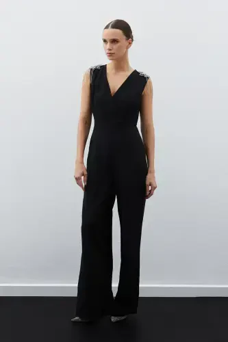 Accessorized Jumpsuit - BLACK - SATEEN (1)