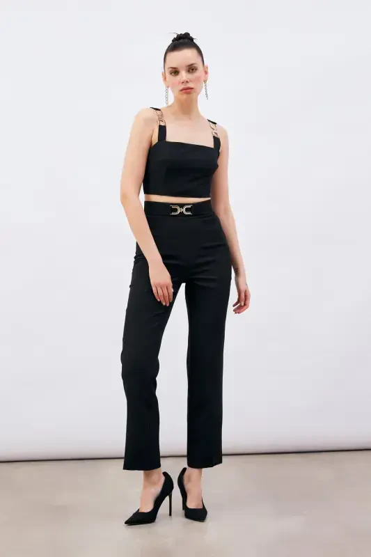 Accessory Detail Pants - Black - 2