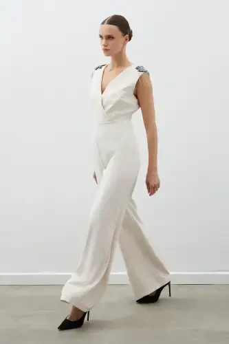 Accessory Detailed Jumpsuit - BEIGE-BEIGE - 1