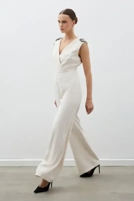 Accessory Detailed Jumpsuit - BEIGE-BEIGE - 1