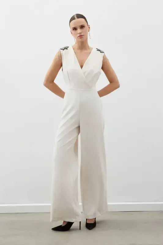 Accessory Detailed Jumpsuit - BEIGE-BEIGE - 2