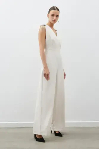 Accessory Detailed Jumpsuit - BEIGE-BEIGE - 4