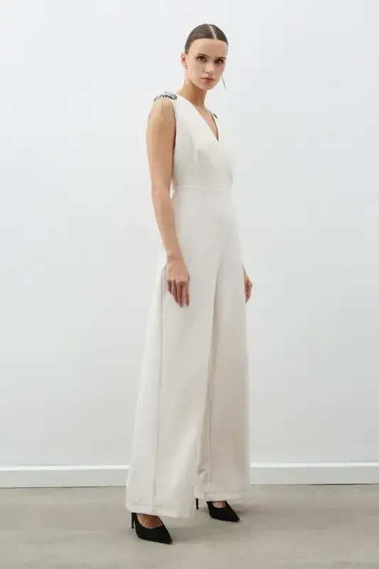 Accessory Detailed Jumpsuit - BEIGE-BEIGE - 4