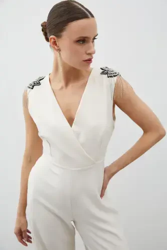 Accessory Detailed Jumpsuit - BEIGE-BEIGE - 5