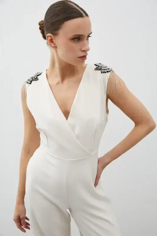 Accessory Detailed Jumpsuit - BEIGE-BEIGE - 5