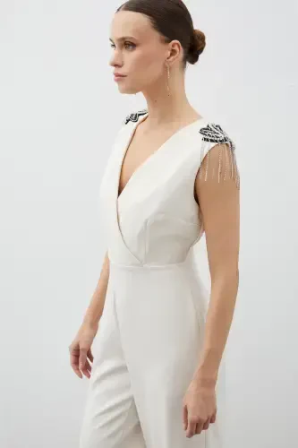 Accessory Detailed Jumpsuit - BEIGE-BEIGE - 6