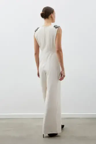 Accessory Detailed Jumpsuit - BEIGE-BEIGE - 7