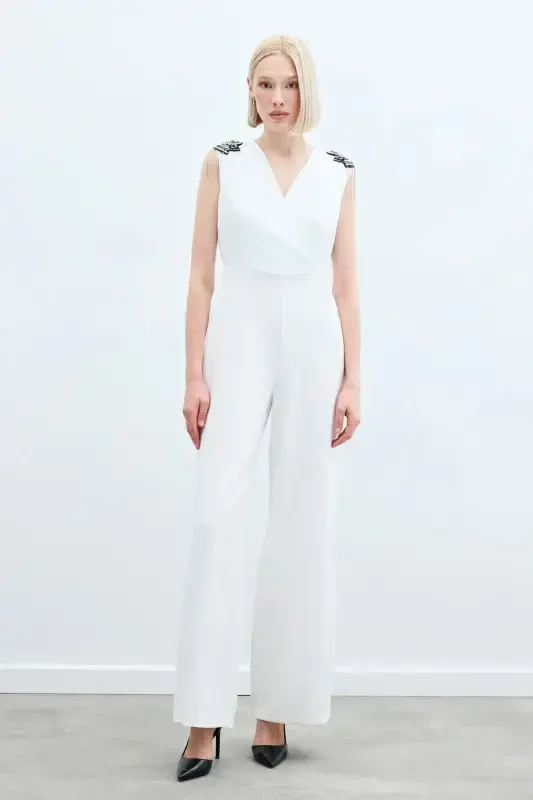 Accessory Detailed Jumpsuit - Ecru-ECRU - 2
