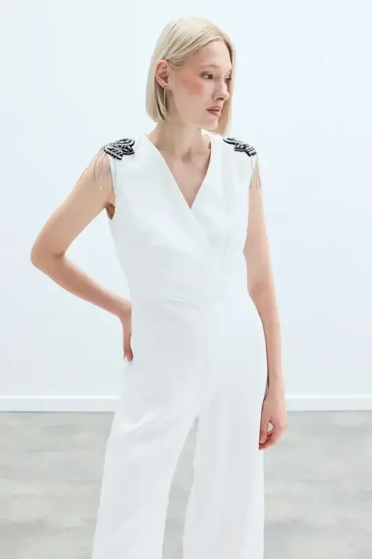 Accessory Detailed Jumpsuit - Ecru-ECRU - 6