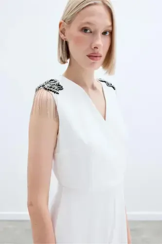 Accessory Detailed Jumpsuit - Ecru-ECRU - 7