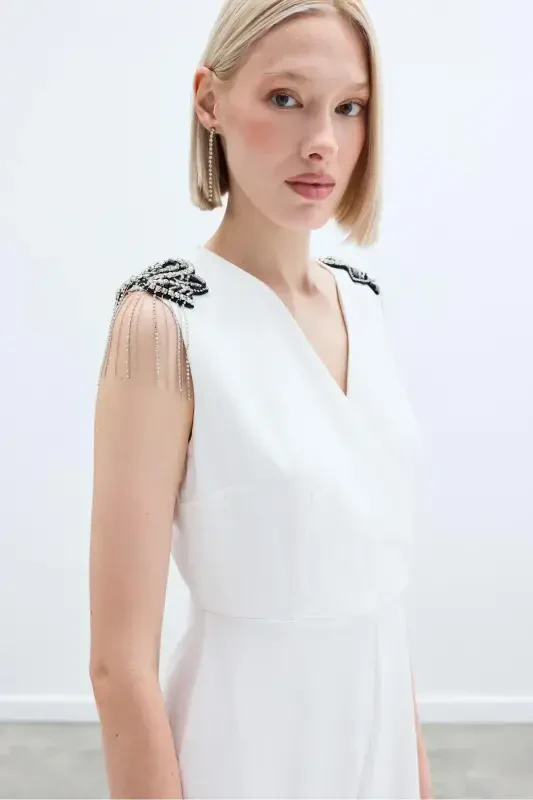 Accessory Detailed Jumpsuit - Ecru-ECRU - 7