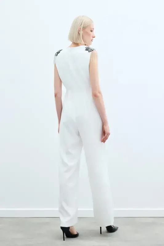 Accessory Detailed Jumpsuit - Ecru-ECRU - 8