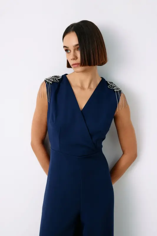 Accessory Detailed Jumpsuit - NAVY BLUE-NAVY BLUE - 6